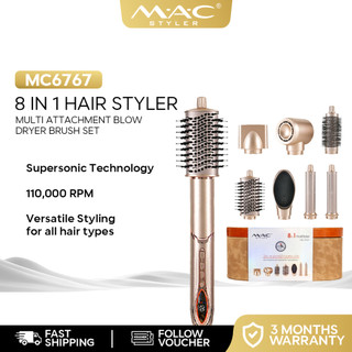 MAC Styler 8 in 1 Hair Styler Multi Attachment Blow Dryer Brush Set MC6767