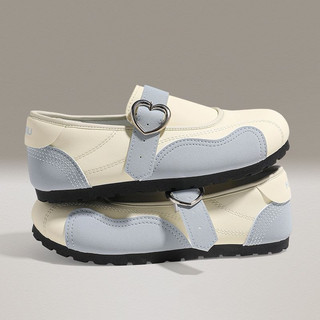 Mary Jane women's shoes, heart-shaped buckle ballet flats, white student shoes