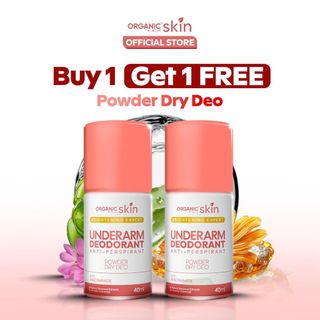 Organic Skin Japan Intensive Whitening Underarm Powder Dry Deodorant Deo Roll on Set of 2