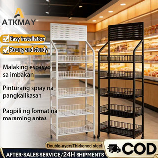 Supermarket Snack shelf Steel Shelves Multi layer casters Applicable to Supermarket Snack Grocery
