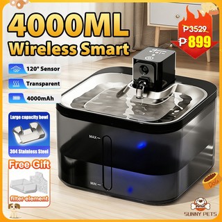 Pet Water Fountain For Cat 4L Wireless Dog Water Dispenser With Filter And Stainless Bowl