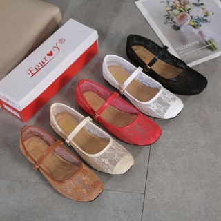 【AhSin】New Arrival Lace Mary Jane Flats for Women Lightweight Non-Slip Casual Ballet Shoes K622-338