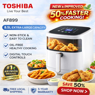 Toshiba AF899L Air Fryer 8.5L Large Capacity | Oil-Free Cooking | Non-Stick | LED | Rapid Cooking