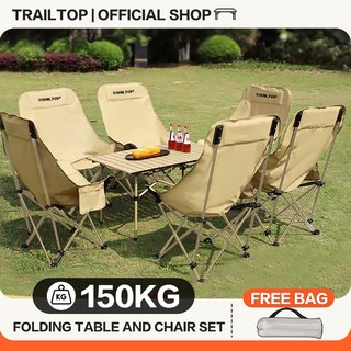 [COD]TrailTop High Back Moon Chair And Table 2-6 People Set With Bag Suit For Beach Picnic &Travel