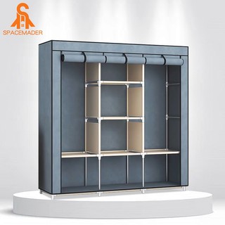 SPACEMADER Wardrobe Clothes Organizer Cabinet Zipper Closet Cabinet Dustproof Bedroom Storage