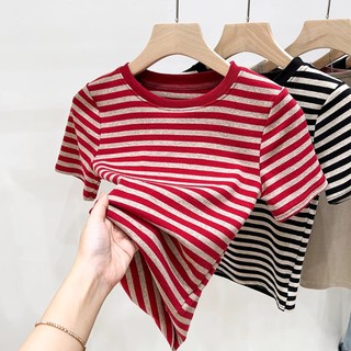 Mian - Women's Striped Casual Short-Sleeved T-Shirt Top