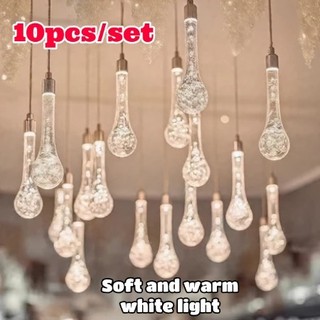 10 PCS Romantic Mirror Ceiling Lamp 10 Heads Acrylic Water Drop LED Light for Wedding Decoration