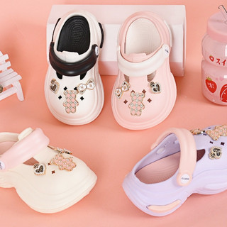 【𝐀𝐌𝐅】CLOSS SweetBear Kids Foam Clogs Cute Lightweight Slip-On Sandals with Charms & Adjustable Strap