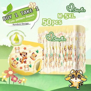 BABYNICE Buy 1 Get 1 50Pcs Diapers for Babies M L-5XL Size Breathable and Dry Leak Proof Design