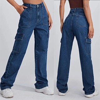 919 Jeans High Waist Cargo Jeans Unisex Wide Leg Denim Pants Casual Streetwear Korean Style