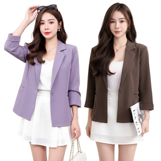Hello Moderne Women's Classic Tailored Blazer 8019 – 3/4 Sleeves, Single-Button S/M, L/XL, 2XL/3XL