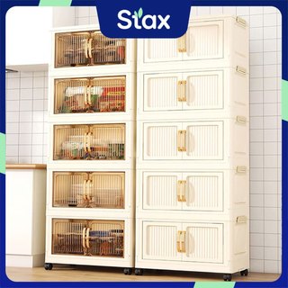 【Launch Sale】StaxHomedeco 39-80cm Plastic Folding Storage Cabinet Organizer Foldable Storage Box For