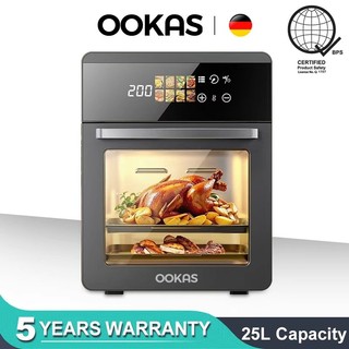 OOKAS Air Fryer Oven Non-Stick Frying Basket 25L Large Volume Touch Control Visualization 8 Menus