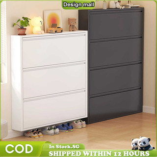 Metal Shoe Rack Steel Shoe Cabinet Big-Capacity Organizer Slim Shoe Storage Box Waterproof for Home