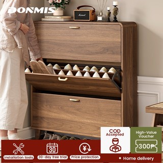 DONMIS Solid Wood Shoe Rack Multi-Layer Shoe Storage High-Capacity Flip Shoe Cabinet COD