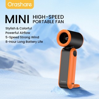 Orashare HF11H 3000mAh Turbo Mini Fan Rechargeable Handheld Jet Fan 5 Gears Strong Wind With Hook