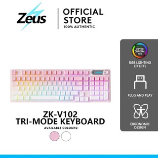 Zeus V102 Silent Mechanical Feel Keyboard with 16M RGB Colors, Volume Knob and LED Logo