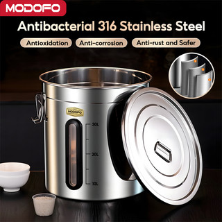 MODOFO Rice Dispenser 316/304 Stainless Rice Storage Visible/Invisible Food Container Multi-capacity