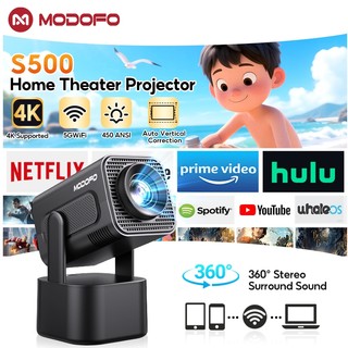 [NEW] MODOFO S500 2in1 Smart Portable Bluetooth 4K Projector | Android14 MINI Projector with Speaker