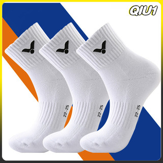 Victor Professional Badminton Socks Soft Anti Slip High Tube Cotton Blend Durable Shock Absorbing