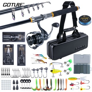GOTURE Telesscopic Fishing Spinning Full Set Portable PC Bag Fishing Rod Reel Line Lure Combos Set