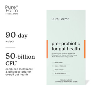 Pure Form® Pre + Probiotics for Gut Health | 50B CFU of Combined Lactobacilli and Bifidobacteria