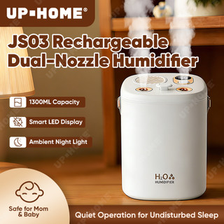 UP·HOME JS03 Cordless Humidifier 1.3L Large Mist Smart LED Quiet Humidifier with Night Light USB-C
