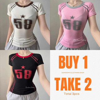 Buy1 Take 2 (Total3pcs)Star 58 Top Y2K Short Sleeve Womenswear Streetwear blouse women Fashion