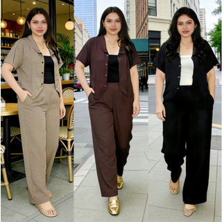 Embroidery polo V-neck Short-sleeved Shirt + Pocket long pants for Casual Leisure Wear Set  L2368