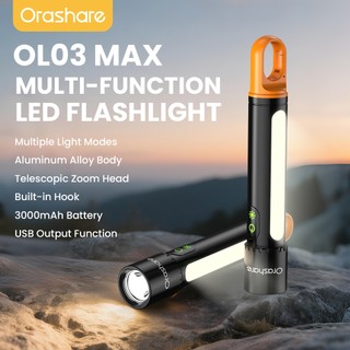 Orashare OL03 Max LED Flashlight Rechargeable 3000mAh USB Output Super Bright Portable Torch Light