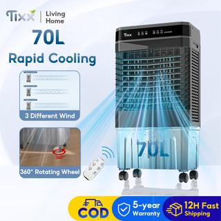 Tixx Air Cooler Inverter Aircon 70L Button/Remote Control Mobile Portable Air Conditioner 360° Wheel