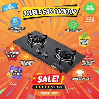 5.2KW Tempered glass Built-in Double Burner Gas Stove丨Stainless Steel Gas Stove 2~3 Burner丨Gas Range