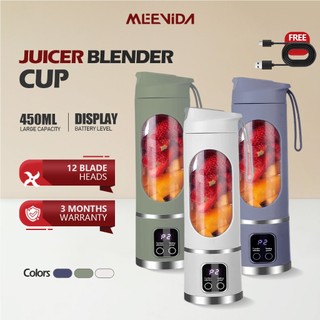 MEEVIDA Fruit Juicer Blender for Shake 12 Blades Digital Display Screen Vegetables Wireless Juicer