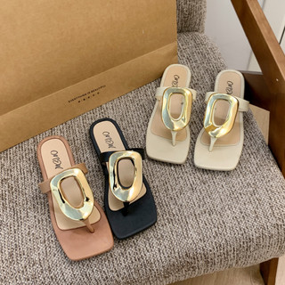 Korean style rhinestone square buckle flat sandals, comfortable summer shoes for women.