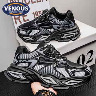 【Venous】2025 New Black Sports Shoes for Men Casual Men Shoes Rubber Breathable Sneakers for Men