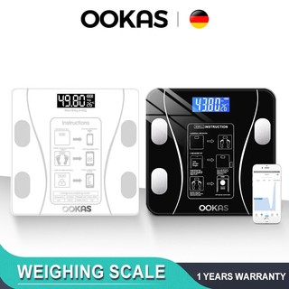 OOKAS Electronic Weighing Scale For Human 12in1 Smart Digital Scale Bluetooth Body Fat Scale USB Cha
