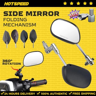 HOTSPEED Side Mirror For Motorcycle 360 Rotation Universal CNC Folding Mechanism Stem All Around