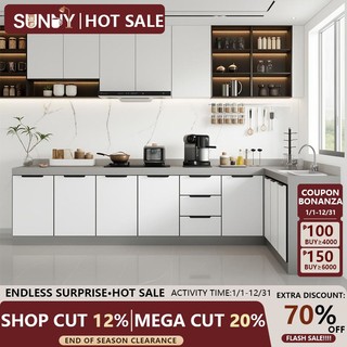 SUNNY Kitchen Sink Cabinet Kitchen Simple Cabinet Household Stove Cabinet【Have Black/White】