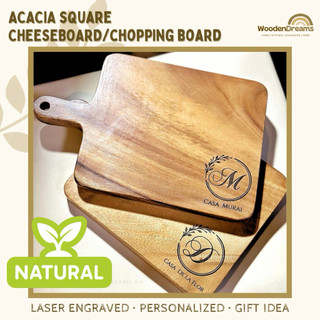 Personalized Acacia Wood Square Cheeseboard | Charcuterie Gift | Chopping Board (Laser Engraving)