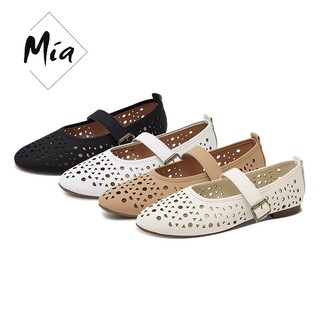 MIA Flat Sandals for Women Hollow Out Solid Round Toe Comfortable One Strap Doll Shoes
