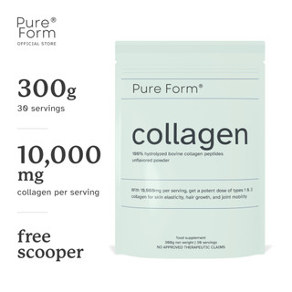 Pure Form® Collagen | 10,000mg Type 1 & 3 Bovine Collagen Peptide | Hydrolyzed for Better Absorption
