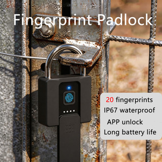 Waterproof Padlock Smart Fingerprint Padlock With Key Heavy Duty Door Lock Gate Lock for Outdoor