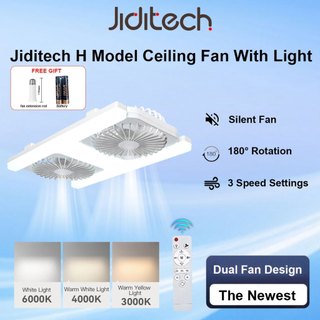Jiditech 2026 NEW E27 Ceiling Fan With Light Remote Control 2 IN 1 LED 120W Ceiling Fan With Remote