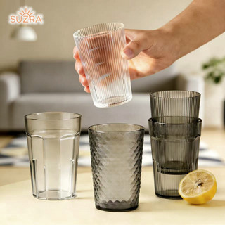 SUZRA 6Pcs/Set NonToxic Acrylic Plastic Drinking Glass High Grade Water Cup