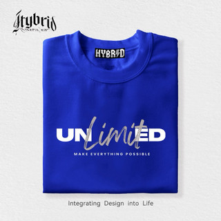 COVOLEN Unlimited Letter T-shirt For Men Casual Round Neck Luminous Blue Unisex Tees