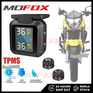 MOFOX M5 TPMS Motorcycle Tire Pressure Monitoring System with 2 External Sensors Temperature Alarm