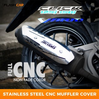 CNC Exhaust Cover Stainless Steel Muffler Cover Heat Guard Honda Click 125i Yamaha Mio M3