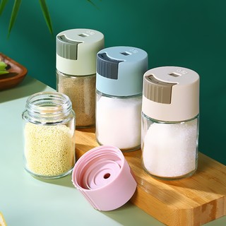 Glass seasoning bottle press type quantitative seasoning jar kitchen sealed seasoning box