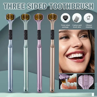 4PCS 3 Sided Adult Soft Toothbrush 360° Wraparound Cleaning Three Head Toothbrush 3D High quality