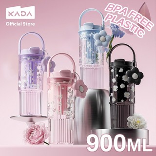 KADA Water Bottle 900ml(30oz) with Handle Straw Food-Grade Plastic Tumbler for Ice Coffee Juice